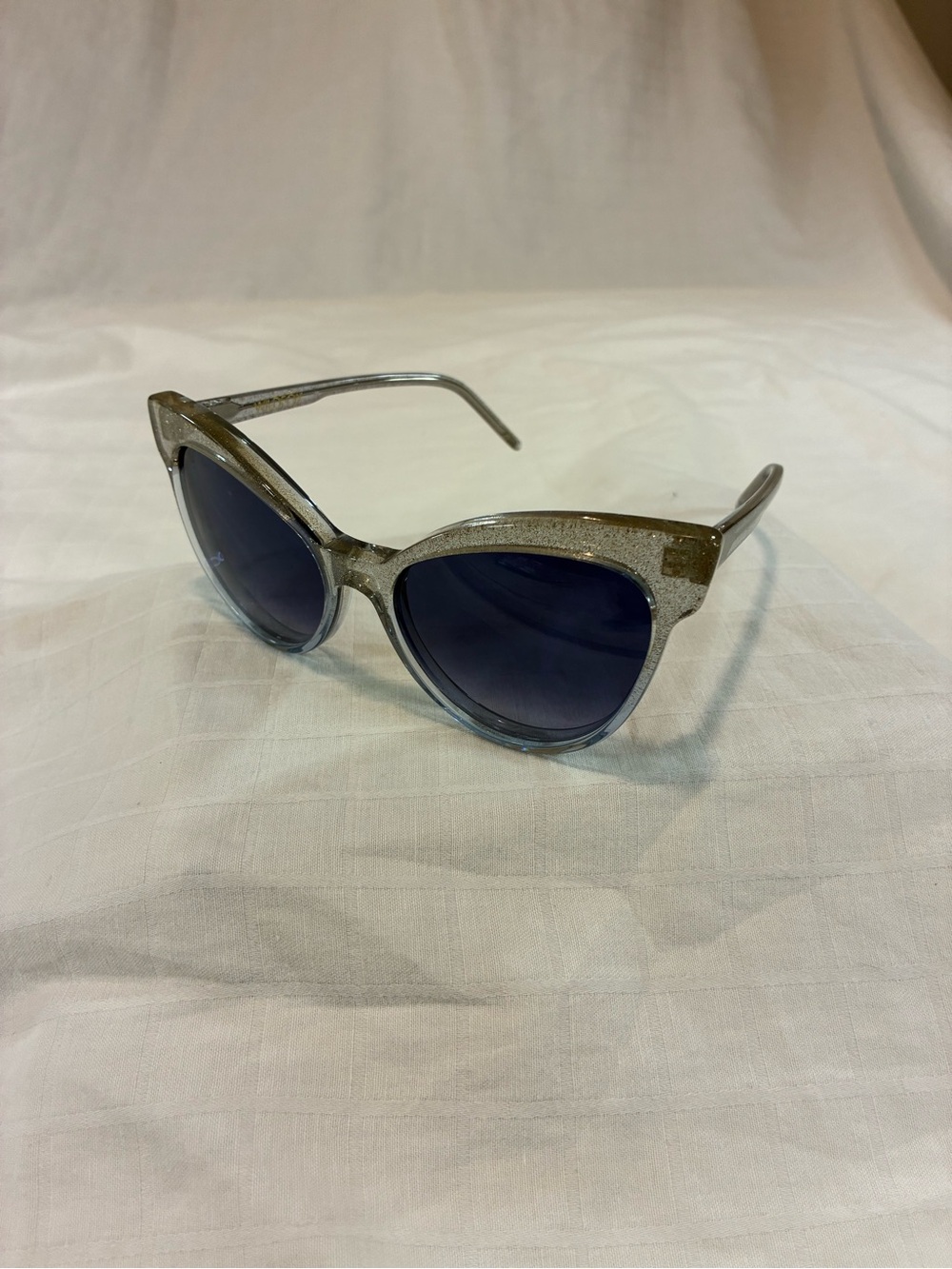 Wildfox Silver Glitter Cat-Eye Sunglasses with Dark Lenses
